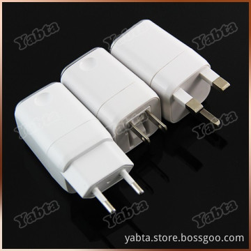 US UK EU Plug 5V 2.4A Dual USB Travel Charger White